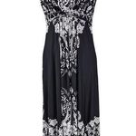 Metaphor Polyester Maxi Dress Black/White Floral Sz L Sun Dress Summer Cruise Photo 0