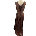 Elegant Brown Evening Gown With Beaded Embellishments & Pleated V Photo 4