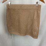 AIMAGE Tan Knit Ruched Semi Sheer Mini Skirt M 2BJ123 Brown Size M Photo 3