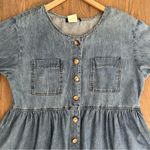 Vintage 90s Denim Chambray Long Sleeve Babydoll Dress Medium Blue Size Medium Photo 8