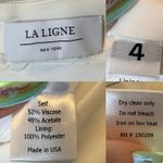 La Ligne Cadet Wide Leg Trousers Cream Crepe Satin Piping Sides Pant size 4 White Photo 4