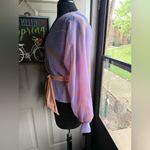 Vintage 70/80s handmade abstract pastel sheer wrap waist tie blouse, size 4/6 Purple Photo 10