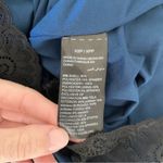 White House | Black Market WHBM Teal Velvet Lace Trim Floral Embroidered Flounce Sleeve Dress XS Petite Photo 9