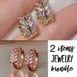 Zircon Olive Branch Leaf Small Hoop Earrings Photo 1