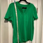 Rafaella NWT  Size L Kelly Green V Neck Short Sleeve Tee Shirt Embroidered Trim Photo 7