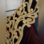 Vintage 90’s Jessica McClintock Gunne Sax Red Velvet Gold Lace Neck Dress 3/4 Size undefined Photo 12