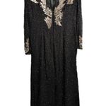 Scala Black Silk Sequin Embellished Long Sleeve Evening Gown Dress Size PL Photo 6