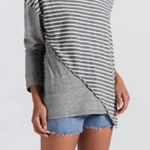 Current/Elliott Current Elliott The Slice Grey Stripe Oversized‎ Long Sleeve Tee Size 0 Photo 0
