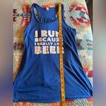 Bella Canvas Women's I Run Because I Really Like Beer Racerback Bright Blue Tank Top sz M Photo 4
