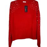 Blooming Jelly Red Lantern Sleeve Oversized Pullover Sweater w/Pearls Size Large Photo 5