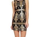 Skies Are Blue  Black Gold Sequin Tribal Geometric Bodycon Dress Size Medium Photo 0
