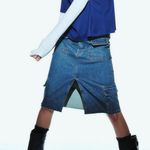 H&M cargo denim jeans front slit pockets Skirt Photo 3