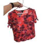 Banana Republic Size Small Coral Navy Blue top blouse short sleeve floral shirt Photo 1