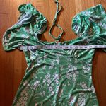 ASOS DESIGN flutter sleeve midi tea dress with tie in green floral, Size 6 Photo 3