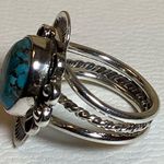 Real Turquoise Sterling Silver stamped 925 Ring Size 6.5 great gift Blue Photo 1