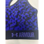 Under Armour  Womens Medium Blue Black‎ Abstract Sports Bra Racerback Fitness Photo 3