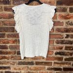 J. Crew Cream Ruffled Linen Blend Short Flutter Sleeve Sweater Tank Size Medium Photo 6