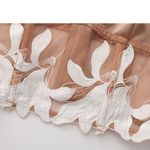 SNT Elegant Beige and White Floral Lace Top S Tan Photo 6