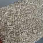 Antik Kraft NWT Hand Made Scallop Cut Beaded Clutch Crossbody Cream Bag Photo 5
