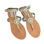 Steve Madden  Charm Rhinestone Embellished‎ Thong Sandal Clear Strap Size 7.5 Photo 0