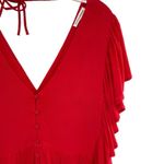 Newbury Kustom  Red Ruffle Peplum Cropped Top Photo 2