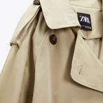 ZARA coat jacket overcoat trench duster long double breasted beige tan casual Photo 7