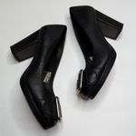 Fossil  MADDOX Black Leather Buckle Platforms PUMPS Block Heel Shoes S-419 Sz 7.5 Photo 6