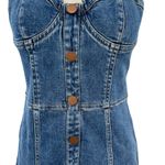 Alice + Olivia Janessa Mini Dress Sleeveless Denim Button Front Blue Size 6 Photo 3