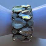 Vintage Italian Bracelet Large clear Blue Multiple Crystals Stones Quality Sz 7” Photo 0