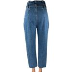 Abercrombie & Fitch Blue High Waist Straight Belted Paperbag Denim Jeans Pants 4 Photo 2