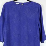 Equipment Femme Dress Women's Medium Blue Silk Print 3/4 Sleeve Classic Mature Photo 2