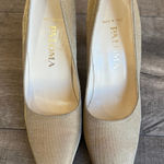 Paloma Italian Gold Fabric Pointed Toe Heels‎ Pumps Size 4B Party Y2K Classic Photo 0