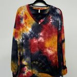 Navy Blue Red Orange Tie Dye Vneck Long Sleeve Top Multiple Size L Photo 0