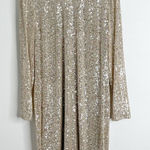 The Limited  Champagne Gold Sequin Long Sleeve Dress Size Large Photo 0