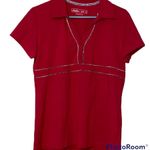 Lady Hagen  hydro-dri medium women’s red and houndstooth lined v neck polo golf t Photo 12