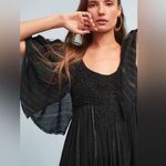 Farm Rio Anthropologie  Luiza Metallic Crochet Flutter Sleeve Maxi Dress Black Photo 1