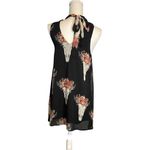 Pink Owl  Black Floral Cow Skull Southwestern Dress‎ Small Sheer lined Photo 1