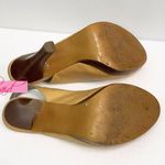 Next Peep-Toe Dark Tan Camel Yellow Slingback Shiny Cut-Out Cutouts Retro Heels Photo 6