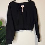 Victoria's Secret  NWT Black Lace-Up cropped Sweatshirt Medium Photo 0