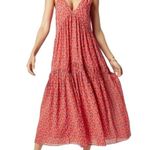 Joie  Dress Womens Medium Red Pink Tea Rose Bondi Tier Maxi Sundress Boho Peasant Photo 7