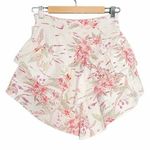 NWT MOTHER Denim The Ruffle Tiered Mini Skirt Floral Aloha Print Size 26 | 2 NEW Pink Photo 3