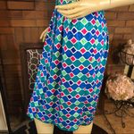 PAPELL BOUTIQUE BLUE, GREEN, & PINK DIAMOND PATTERN VINTAGE 80'S DRESS (8) Blue Photo 9