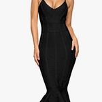Maketina Women's Mermaid Spaghetti Strap Bodycon Midi Cocktail Bandage Dress Black Size M Photo 12