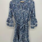 Soft Surroundings  Womens Blue Paisley Button Peasant Dress Size S Boho Coastal Photo 0