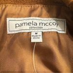 Pamela McCoy Brown Asymmetrical Midi Pencil Skirt leather size medium fringe Photo 4