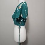 PacSun  Lottie Moss Green Floral Faux Wrap Tie Side Vneck Crop Top Size XS Photo 2