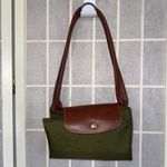 Longchamp Le Pliage Green Leather Canvas Gorpcore Designer Tote Shopping Bag Photo 1