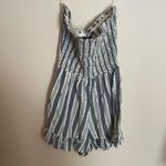 Angie Womens Women's Strapless Smocked Bodice Romper With Ruffle Hem Photo 1