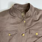 St. John Sport Brown Button Down Military Blazer Mandarin Collar M Photo 10