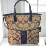 Coach Crossbody Signature Foldover - Khaki/Navy F23304 Jacquard Tote Photo 0